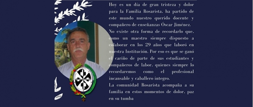 Mensaje de condolencias por el fallecimiento del docente &Oacute;SCAR JIM&Eacute;NEZ RESTREPO