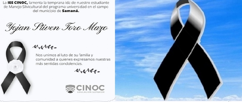 Mensaje de condolencias por el fallecimiento del estudiante  YOJAN STIVEN TORO MAZO
